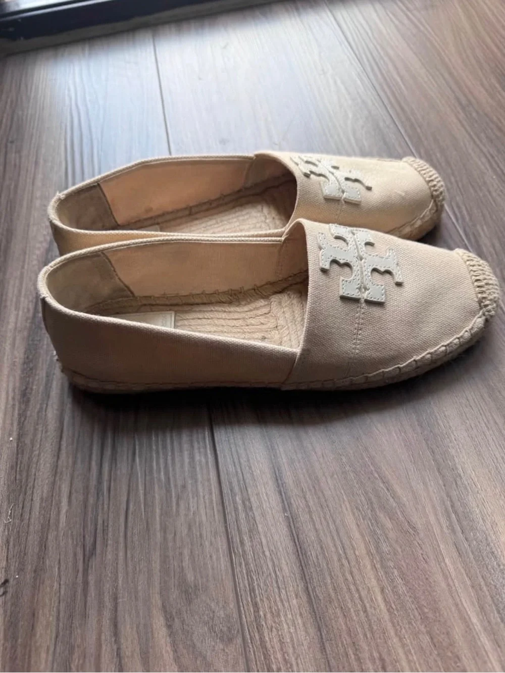 Tory Burch Natural Canvas Espadrille Flats with Logo